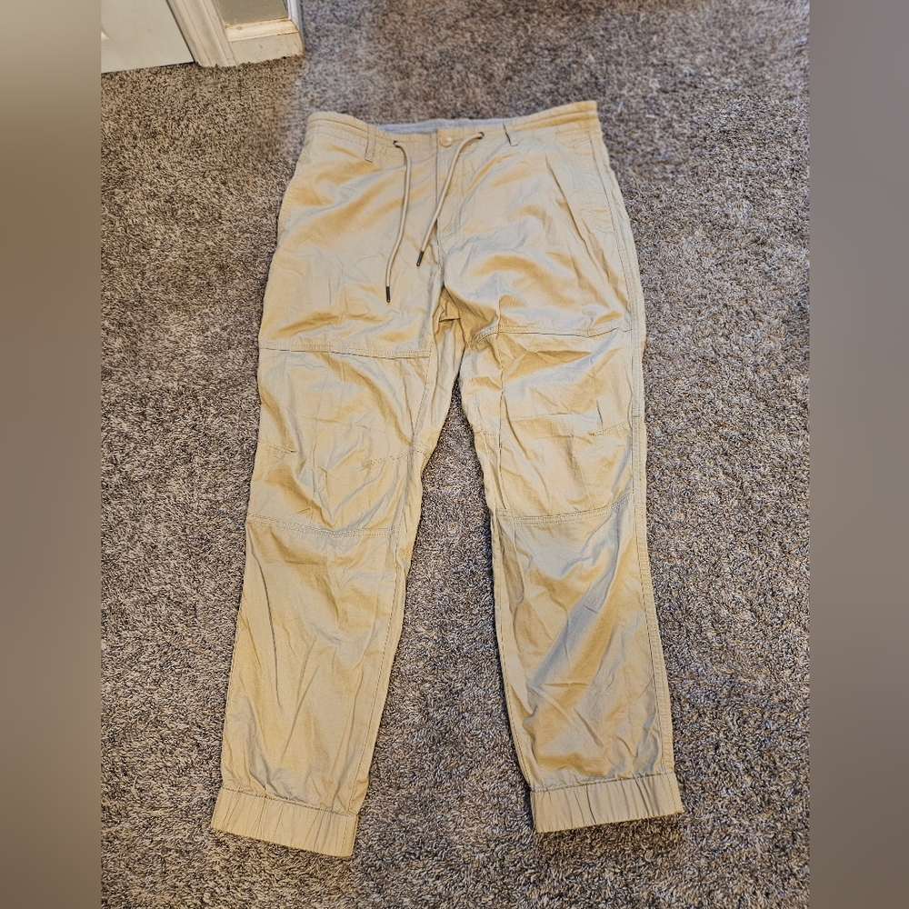 🛍 Mens Giordano Khaki mid rise relaxed tapered pants Size 36